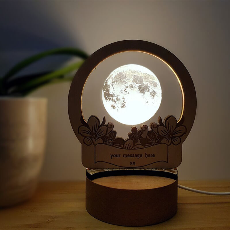 ضوء القمر الليلي المصنوع من الأكريليك المخصص بكلماتك
