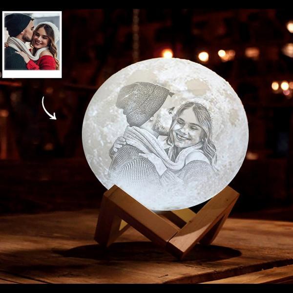 مصباح قمري ثلاثي الأبعاد متغير الألوان بـ 16 لونًا مع صورتك الخاصة