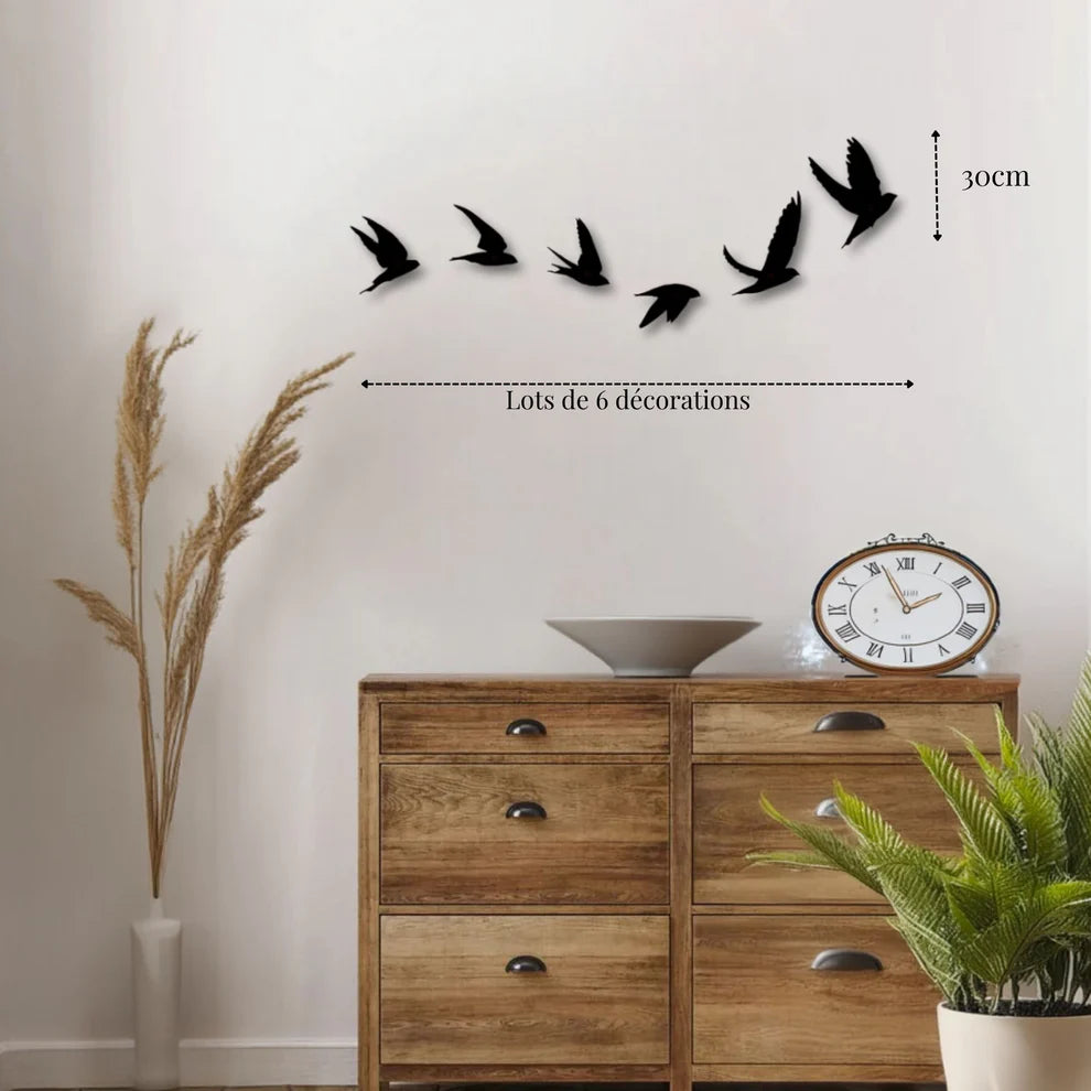 ديكور جداري معدني - بزينة سرب من الطيور الجميلة