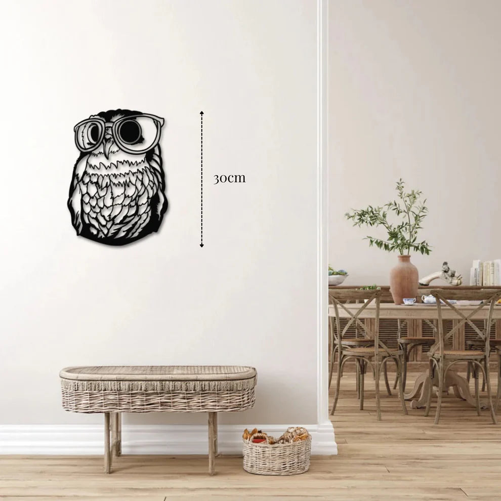 ديكور جداري معدني - بزينة طائر البوم الجميل