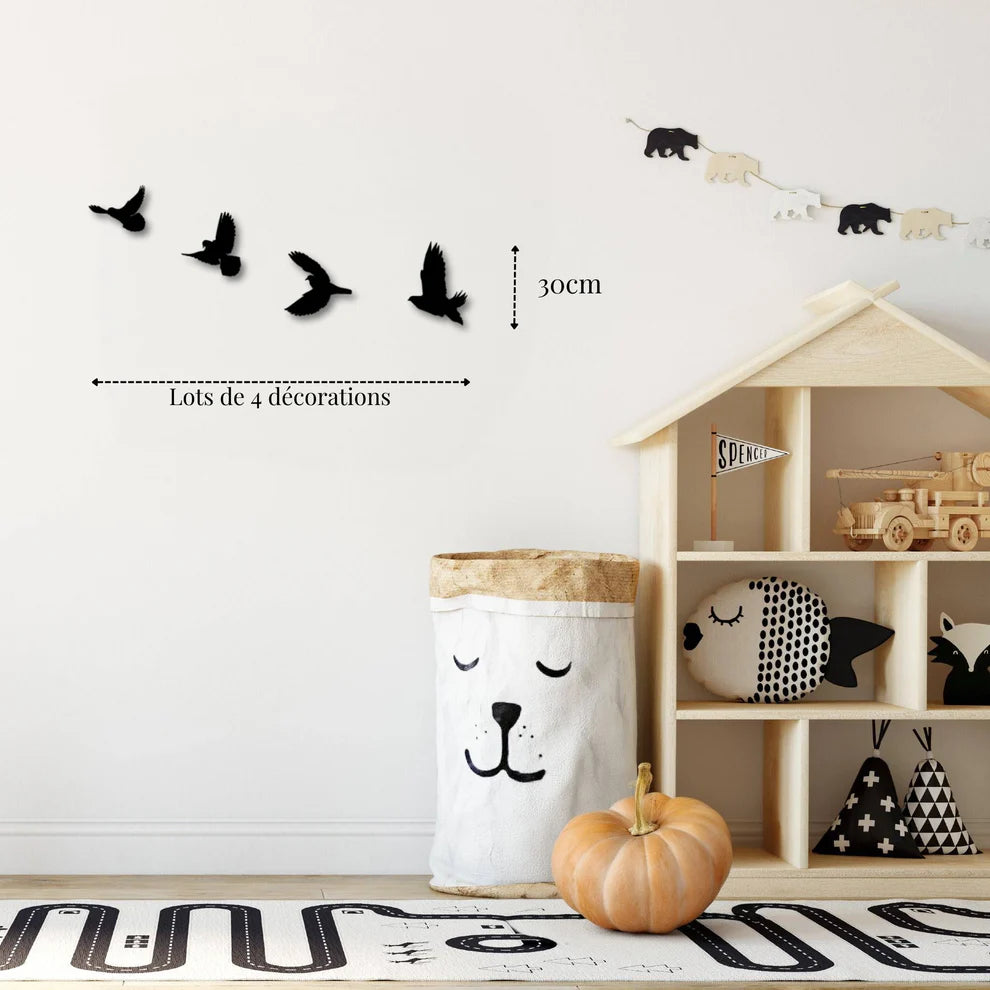 ديكور جداري معدني - بزينة سرب من الطيور الجميلة