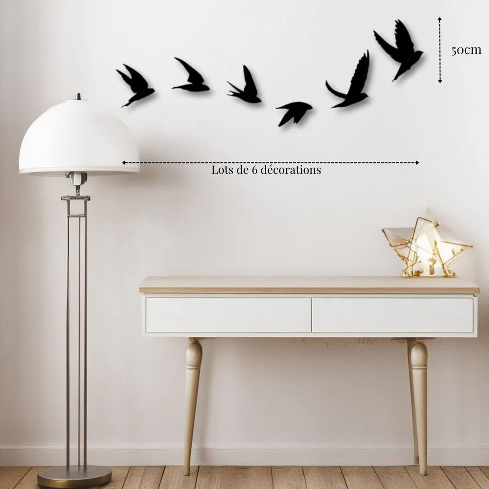 ديكور جداري معدني - بزينة سرب من الطيور الجميلة