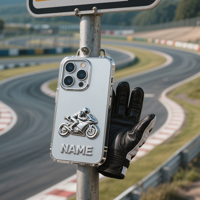 غِطاء هاتف دراجة نارية منقوش مُخصص بإسمك