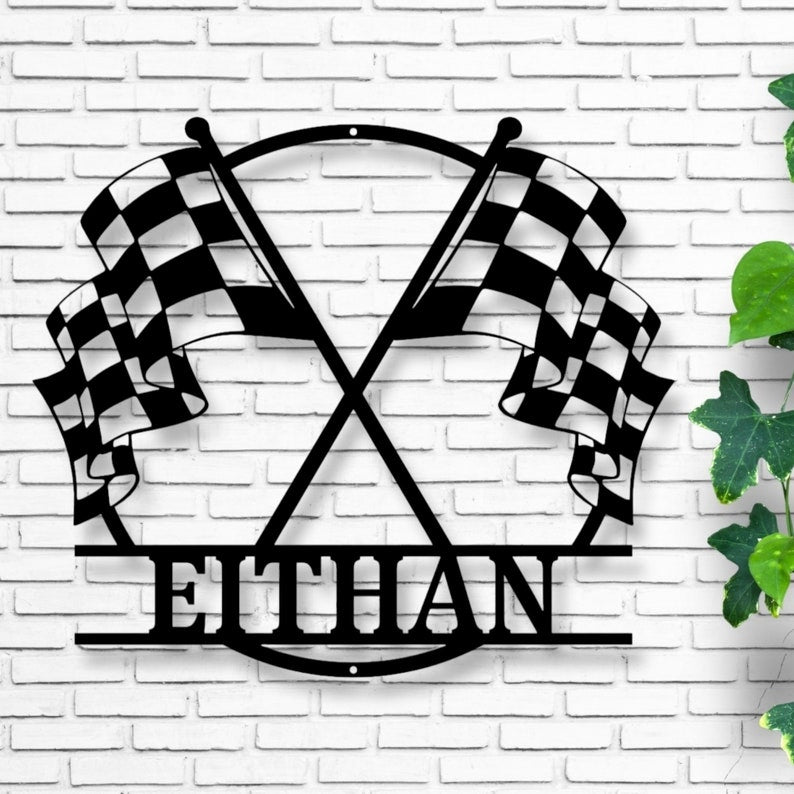 Custom Metal Checkered Racing Flags sign