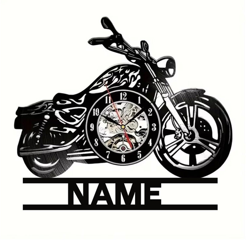 Personalized motorcycle name clock