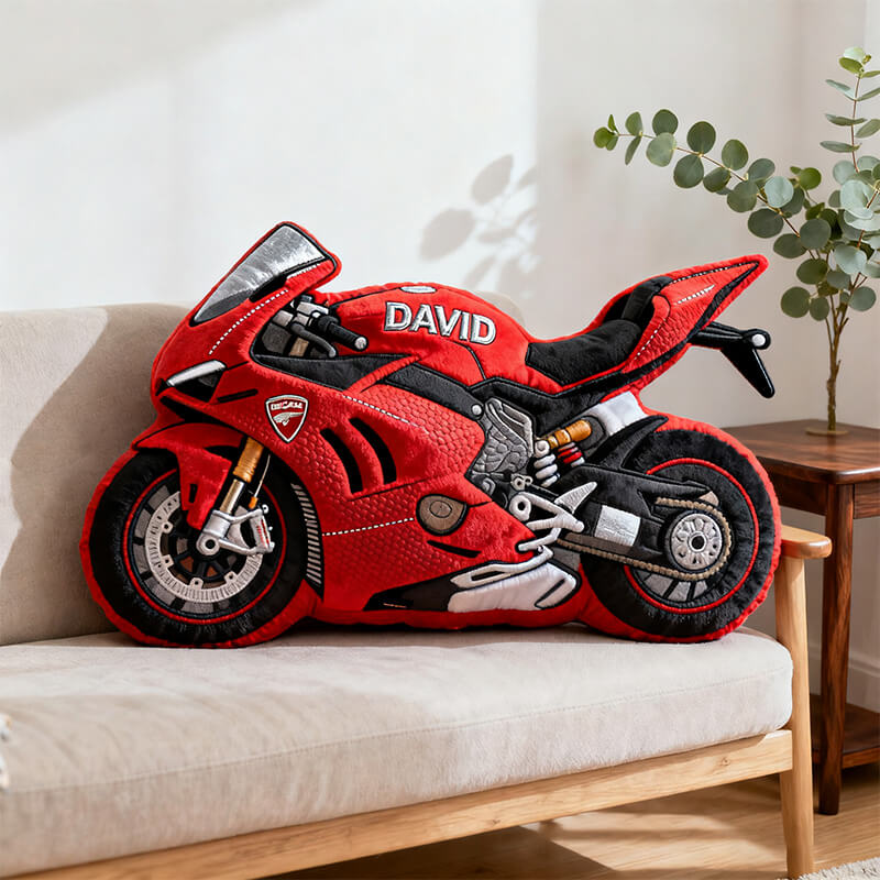 Personalized super motorcycle shaped pillow