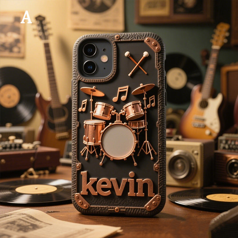 غِطاء هاتف بتصميم مجموعة طبول منقوشة مُخصص بإسمك