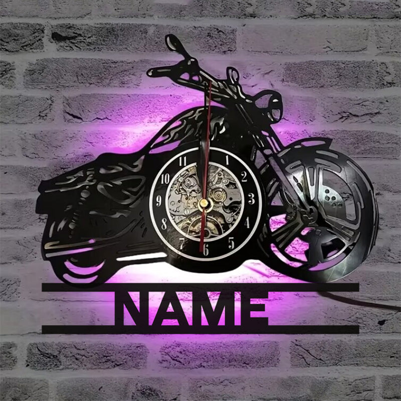 Personalized motorcycle name clock
