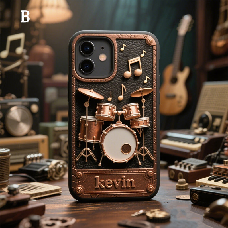 غِطاء هاتف بتصميم مجموعة طبول منقوشة مُخصص بإسمك