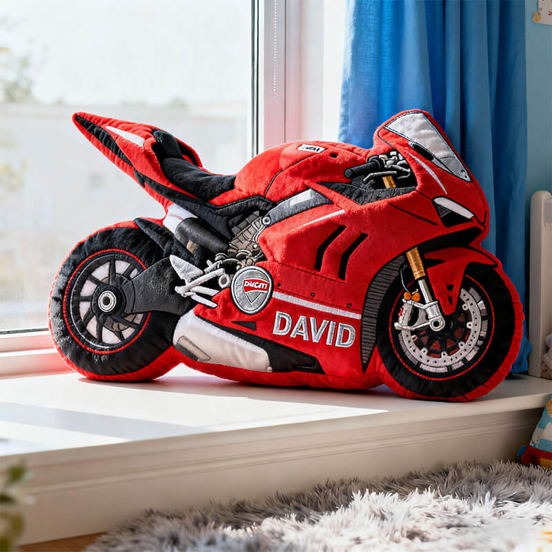 Personalized super motorcycle shaped pillow