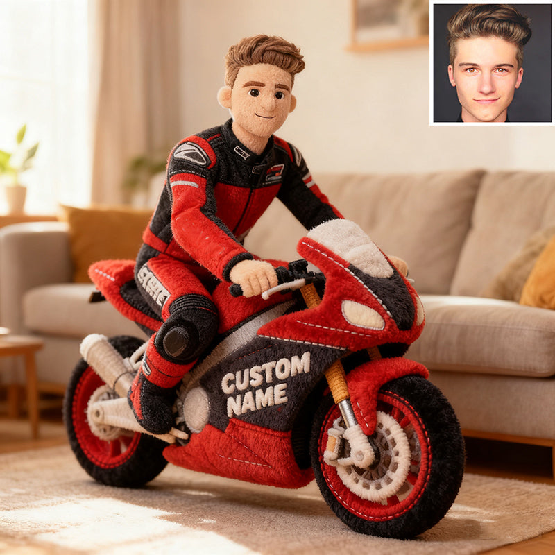 Personalized Motorcycle Rider Custom Face Pillow