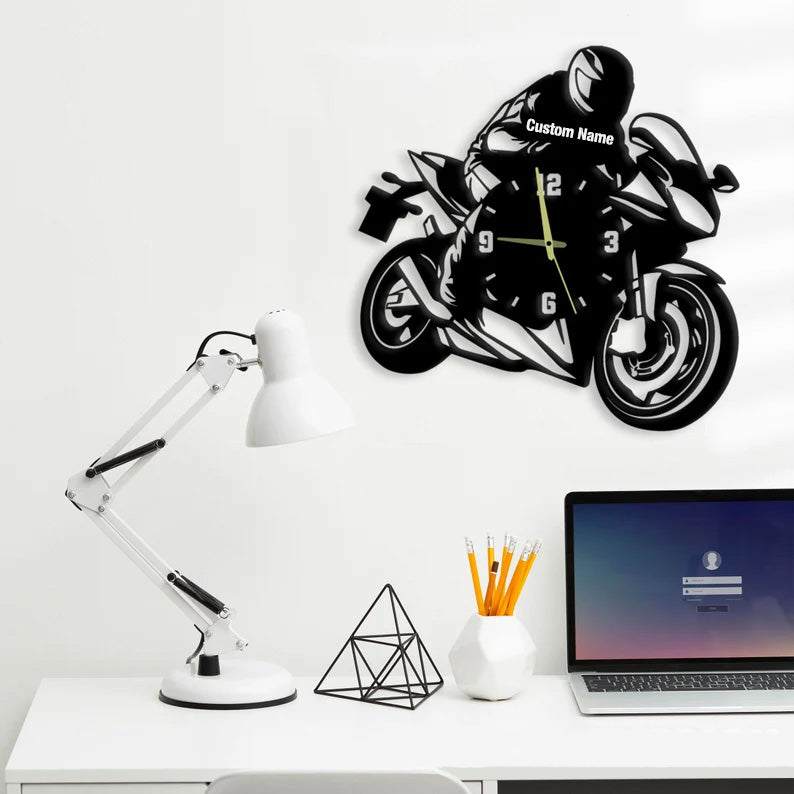 Personalized Boy/Girl Biker Wall Clock