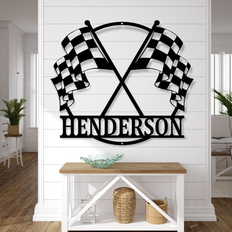 Custom Metal Checkered Racing Flags sign
