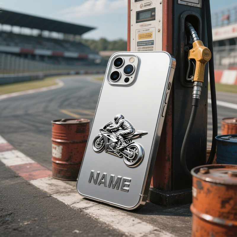 غِطاء هاتف دراجة نارية منقوش مُخصص بإسمك