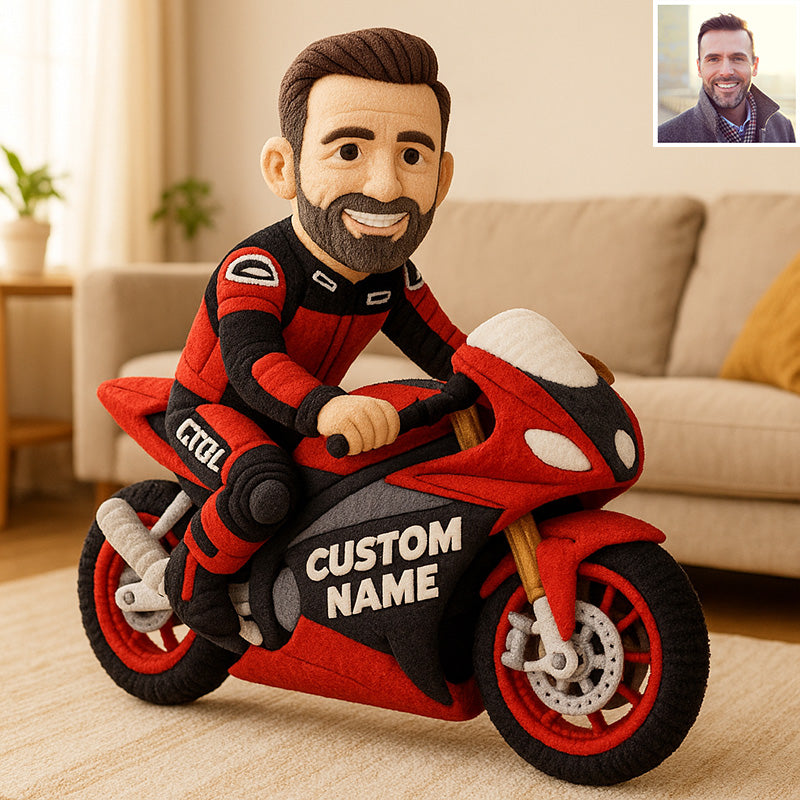 Personalized Motorcycle Rider Custom Face Pillow