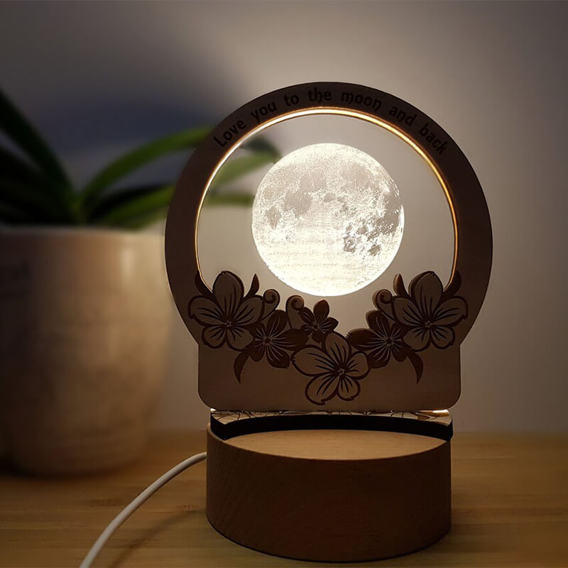 ضوء القمر الليلي المصنوع من الأكريليك المخصص بكلماتك