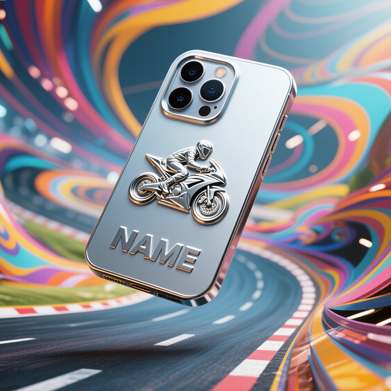 غِطاء هاتف دراجة نارية منقوش مُخصص بإسمك