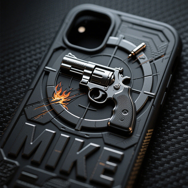 غِطاء هاتف بتصميم على شكل سلاح مُخصص بإسمك