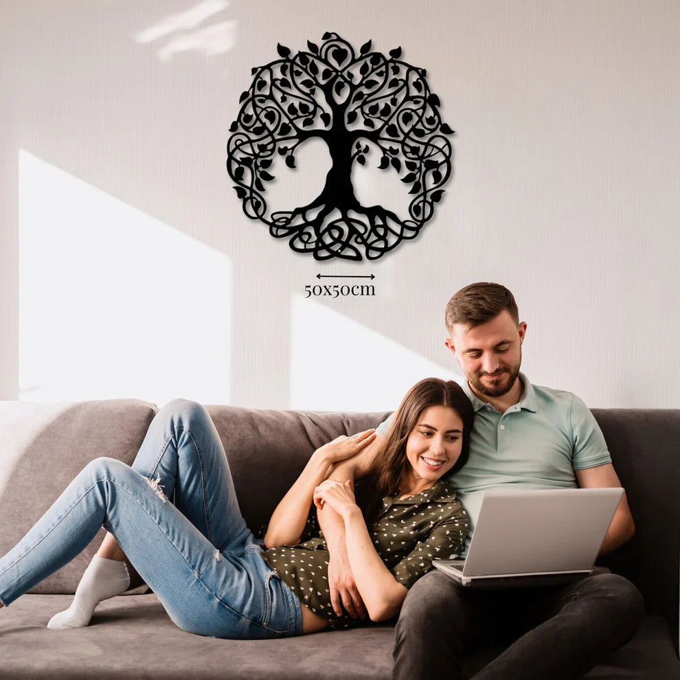 ديكور جداري معدني  بزينة الشجرة العائلية الجميلة