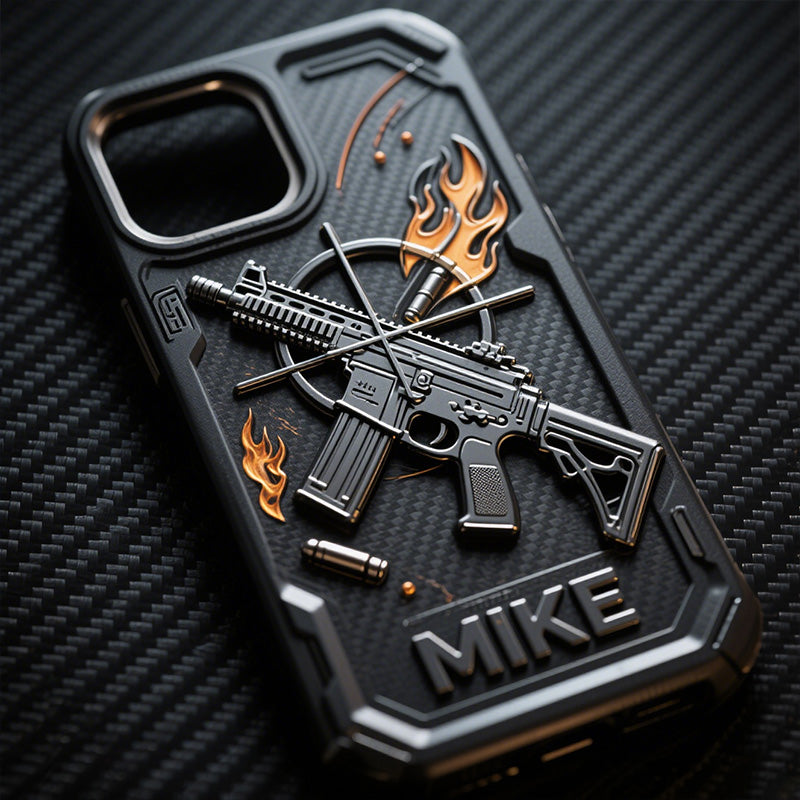 غِطاء هاتف بتصميم على شكل سلاح مُخصص بإسمك