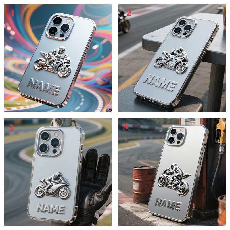 غِطاء هاتف دراجة نارية منقوش مُخصص بإسمك