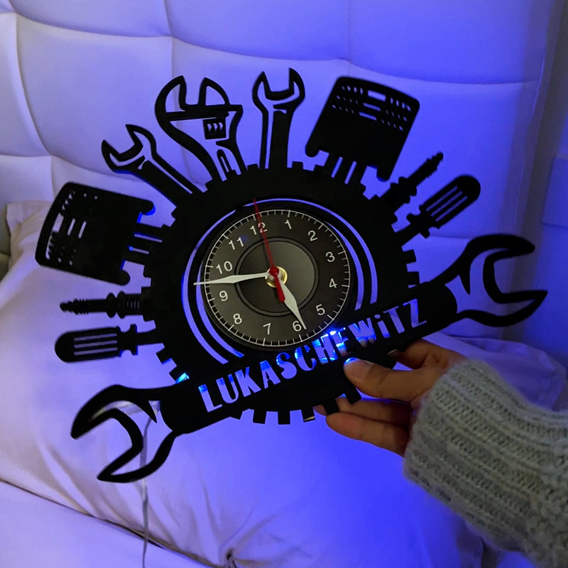 Personalized car workshop mechanic wall clock