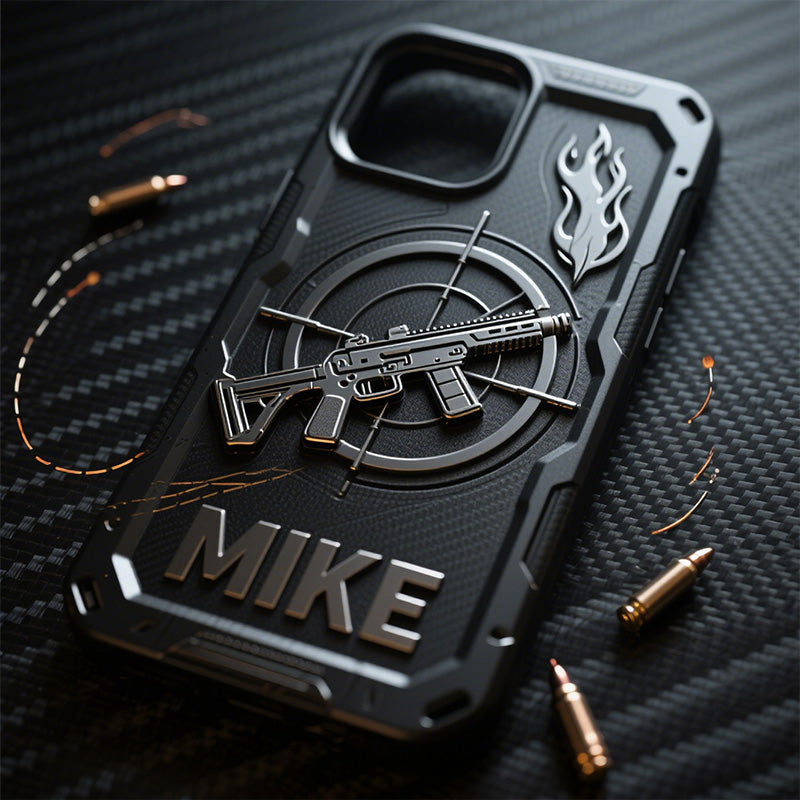 غِطاء هاتف بتصميم على شكل سلاح مُخصص بإسمك