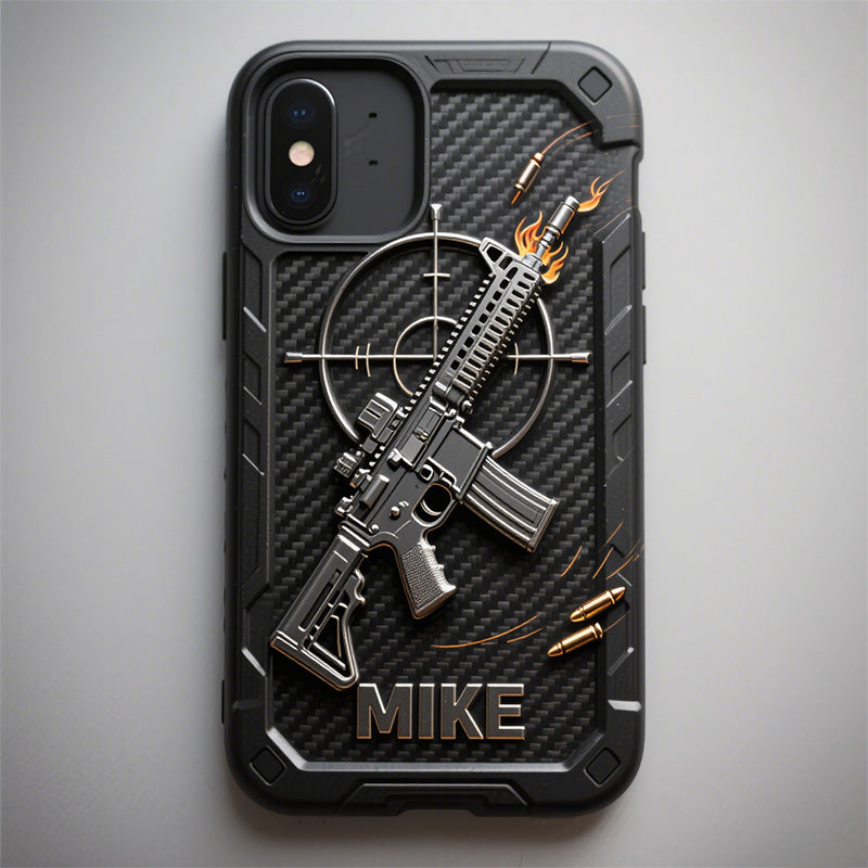 غِطاء هاتف بتصميم على شكل سلاح مُخصص بإسمك