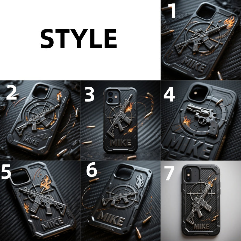 غِطاء هاتف بتصميم على شكل سلاح مُخصص بإسمك