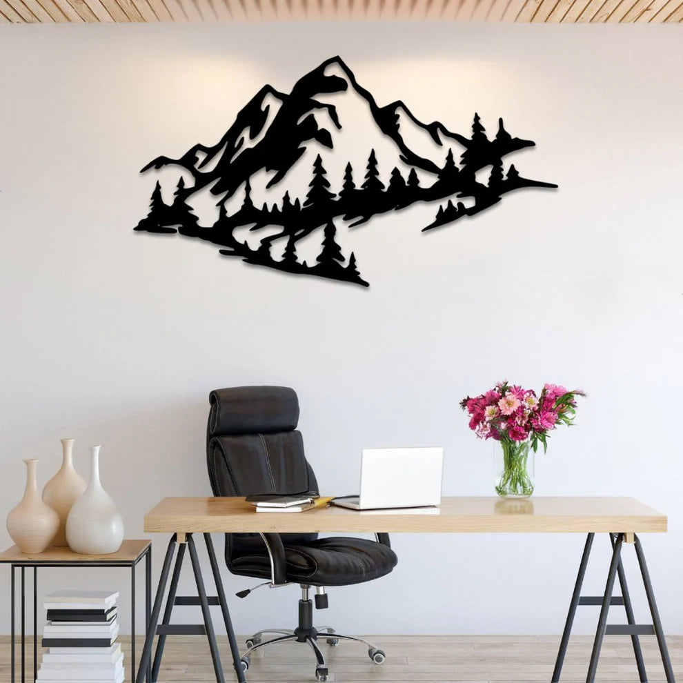 ديكور جداري معدني - بزينة الجبال العملاقة و الغابة