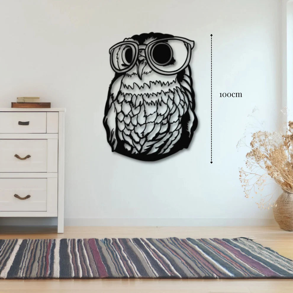 ديكور جداري معدني - بزينة طائر البوم الجميل