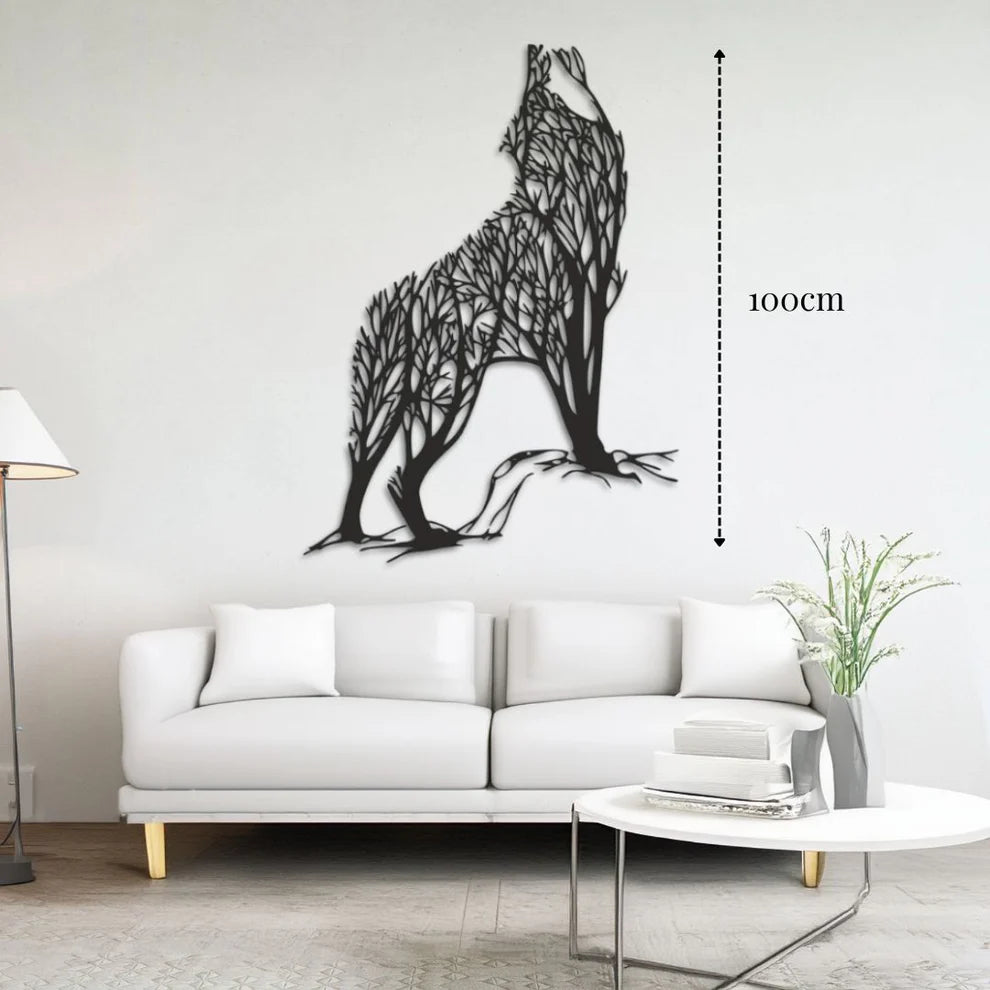 ديكور جداري معدني  بزينة دئب على شكل أشجار