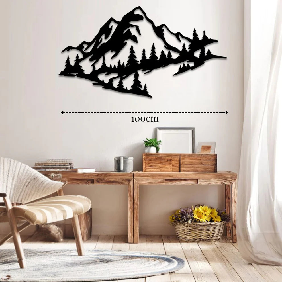 ديكور جداري معدني  بزينة الجبال العملاقة و الغابة