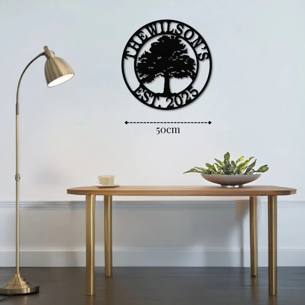 ديكور جداري معدني  بزينة الشجرة الجميلة بتخصيص إسمك المفضل