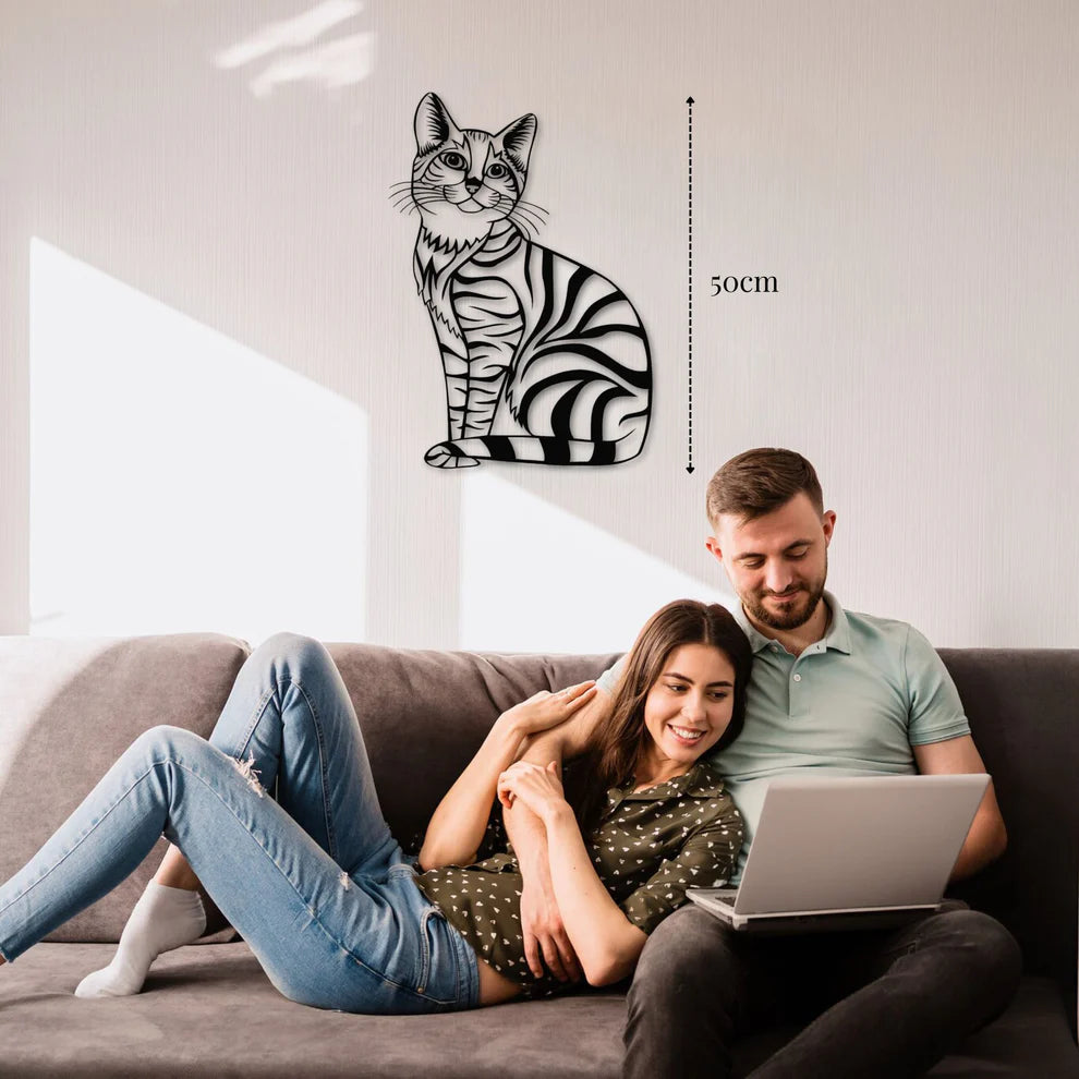 ديكور جداري معدني - بزينة سرب قط جالس