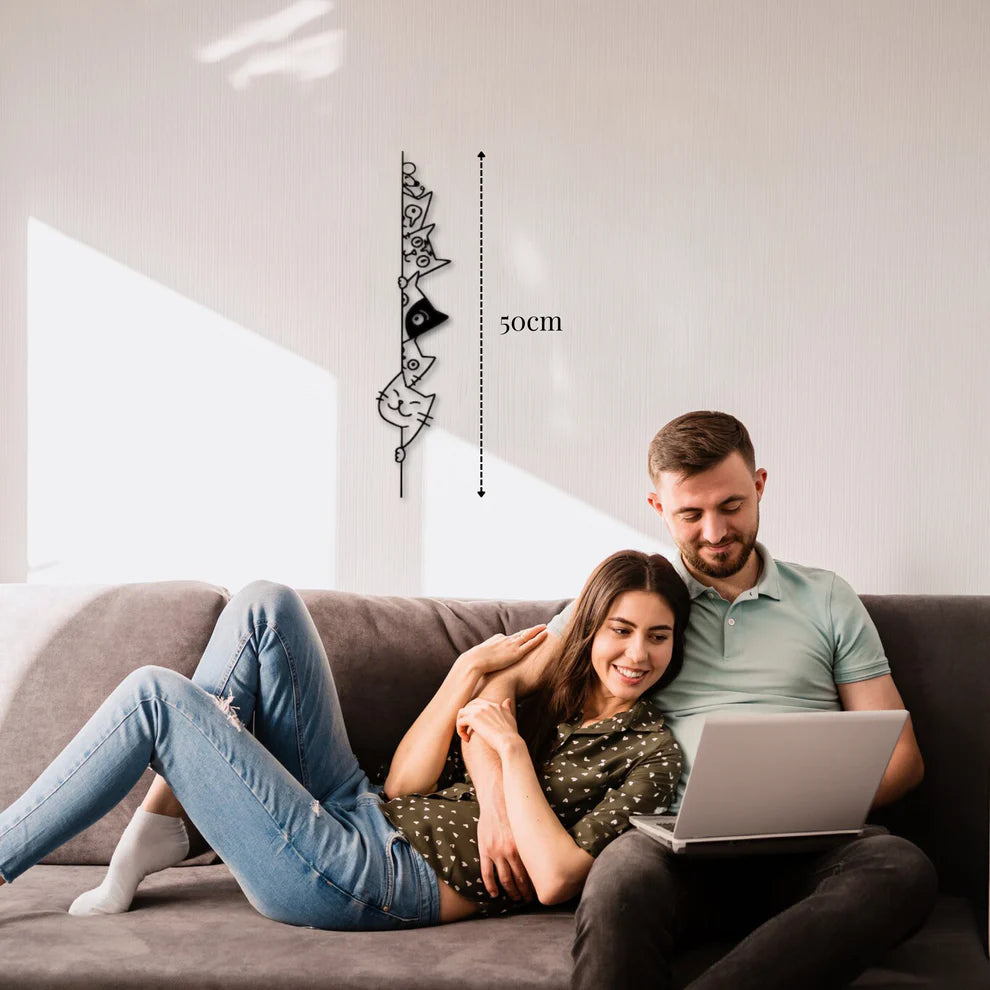 ديكور جداري معدني - بزينة مجموعة قطط فضوليون