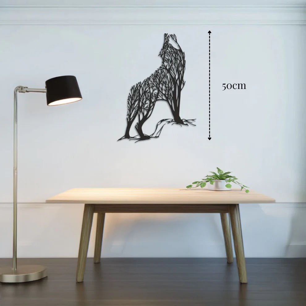 ديكور جداري معدني  بزينة دئب على شكل أشجار