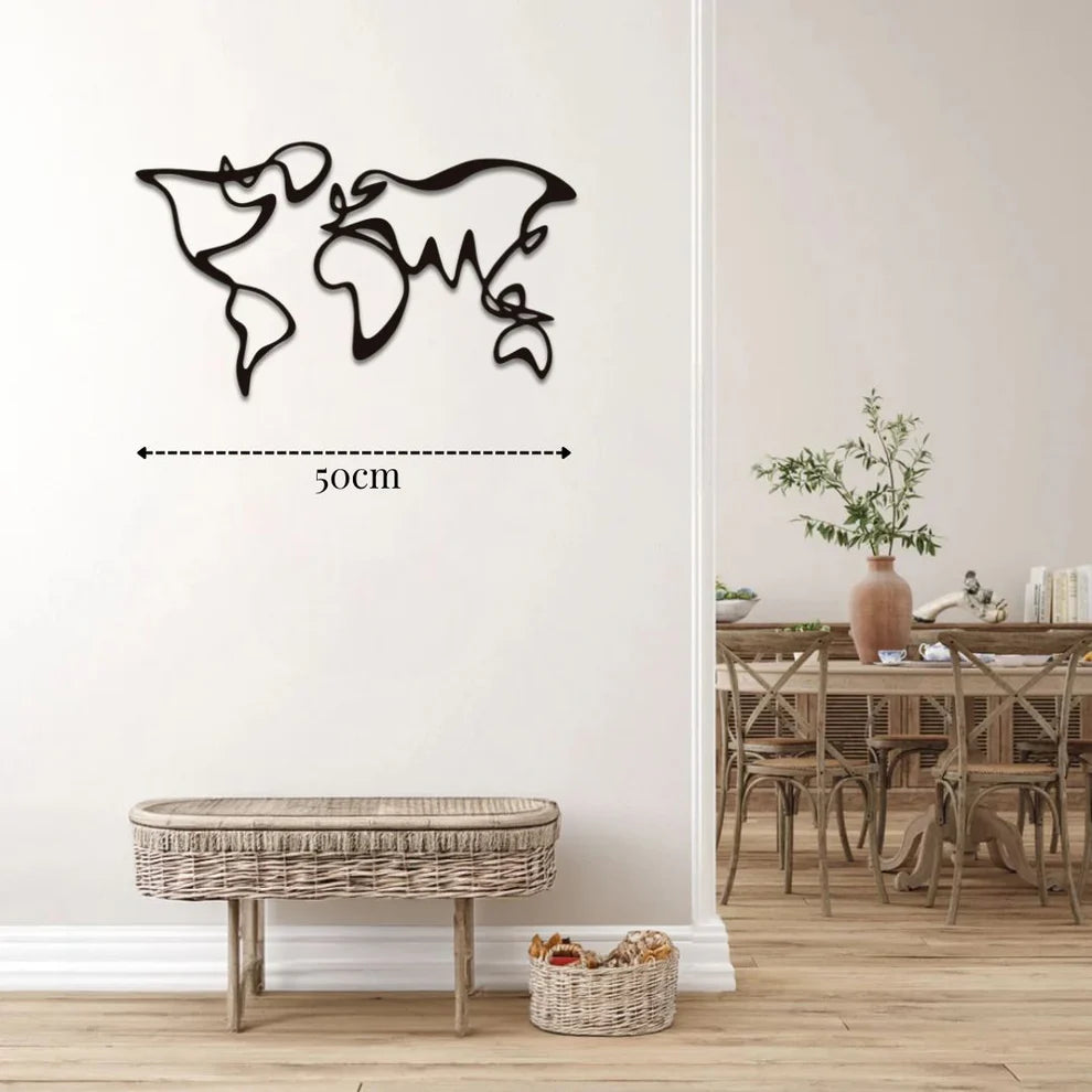 ديكور جداري معدني  بزينة خريطة العالم على شكل الهندسي