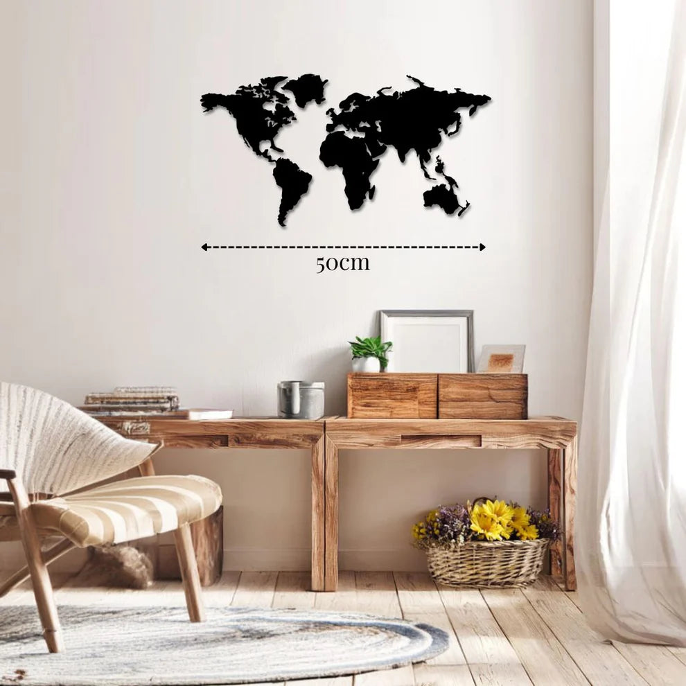 ديكور جداري معدني  بزينة خريطة العالم الجميلة و رائعة
