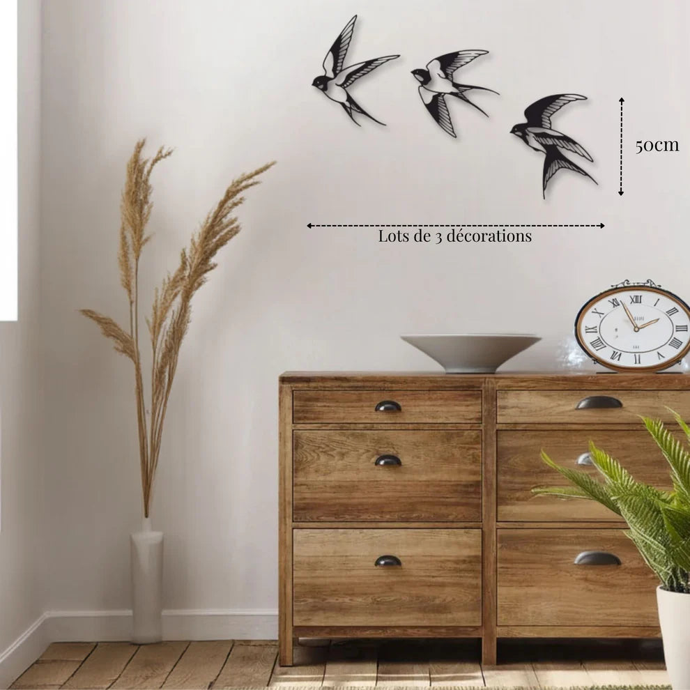 ديكور جداري معدني - بزينة سرب من الطيور الرائعة