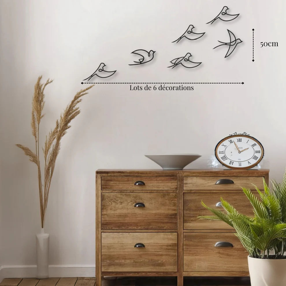 ديكور جداري معدني - بزينة سرب من الطيور الجميلة