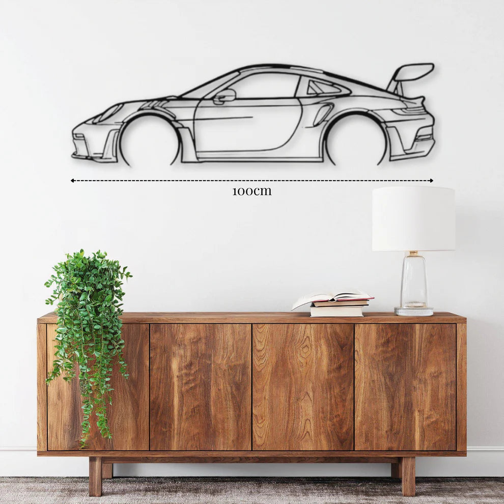 ديكور جداري معدني بزينة سيارة بورشه 911 GT3 RS موديل 992 (تفاصيل دقيقة)