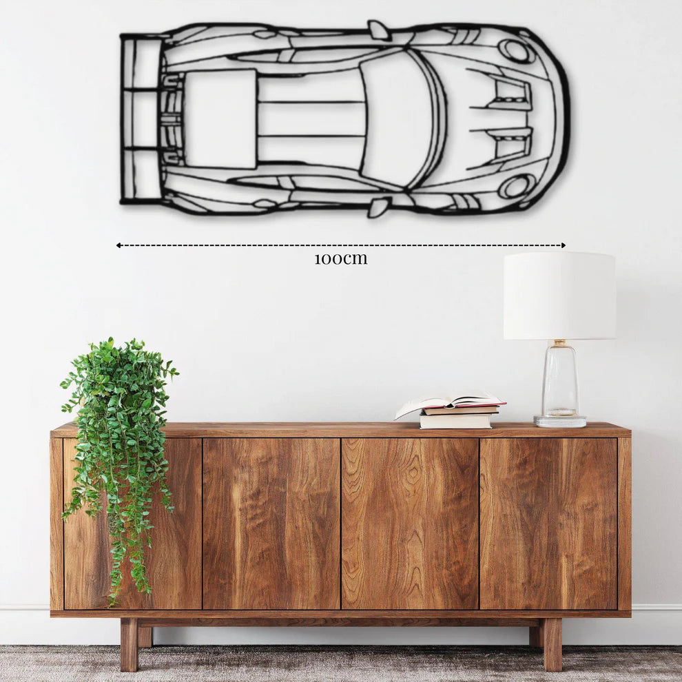 ديكور جداري معدني بزينة سيارة بورشه 911 GT3 RS موديل 992 (من الأعلى)