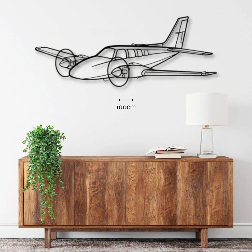 ديكور جداري معدني بزينة طائرة بيتش كرافت بارون 58