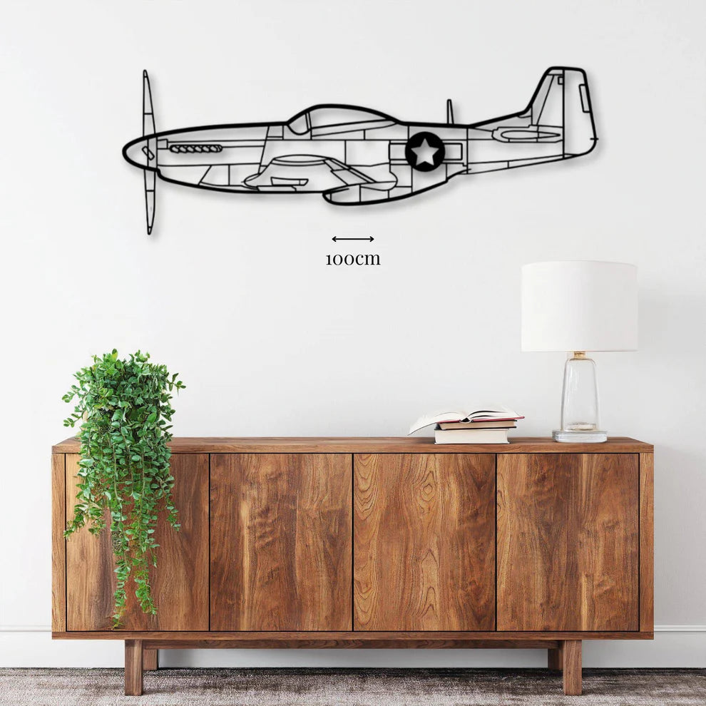 ديكور جداري معدني بزينة طيارة - P-51موستنج