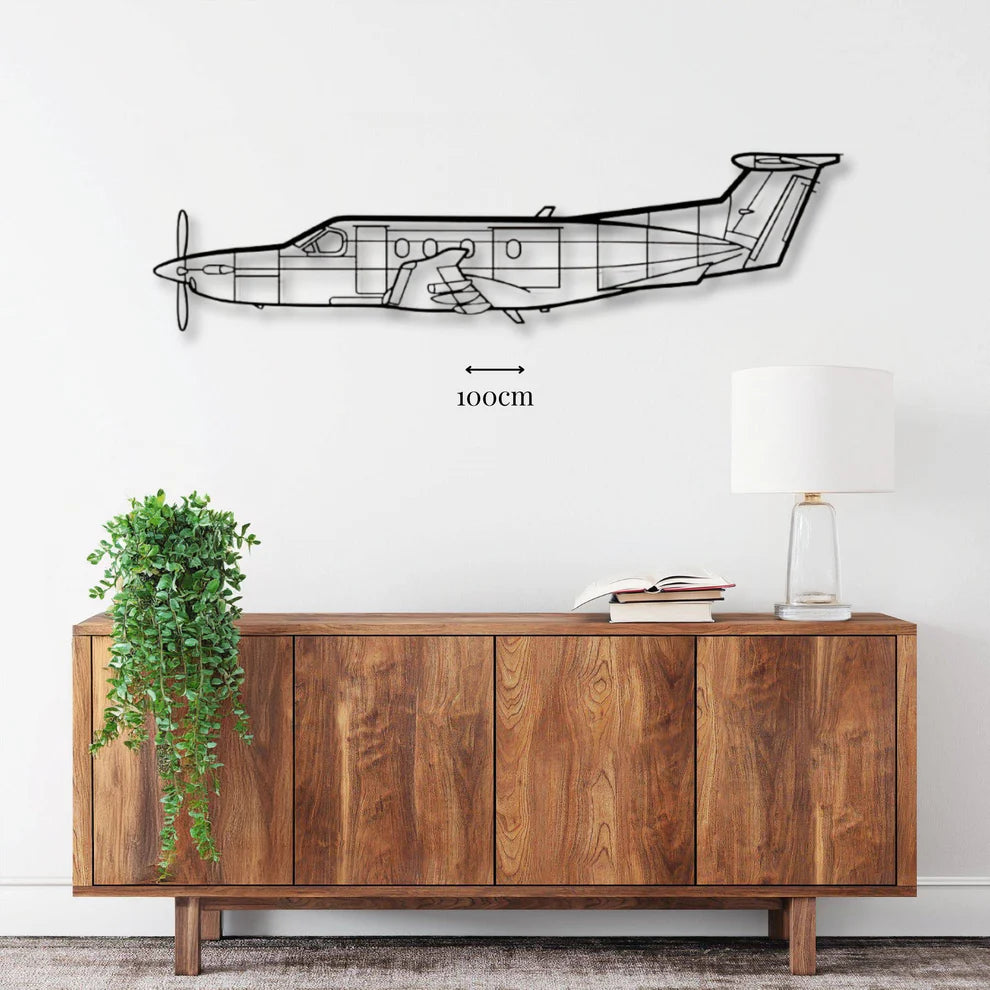 PC-12 ديكور جداري معدني بزينة طيارة - بيلاتوس