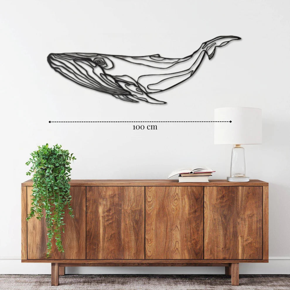 ديكور جداري معدني - بزينة على شكل الحوت