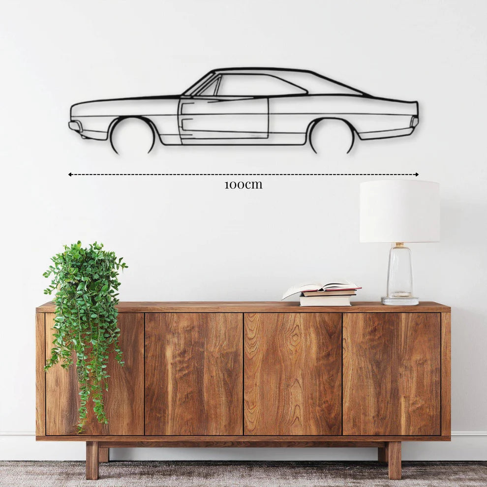 ديكور جداري معدني بزينة سيارة دودج تشارجر موديل 1969 (تفاصيل دقيقة)