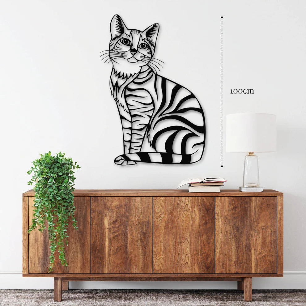 ديكور جداري معدني - بزينة سرب قط جالس