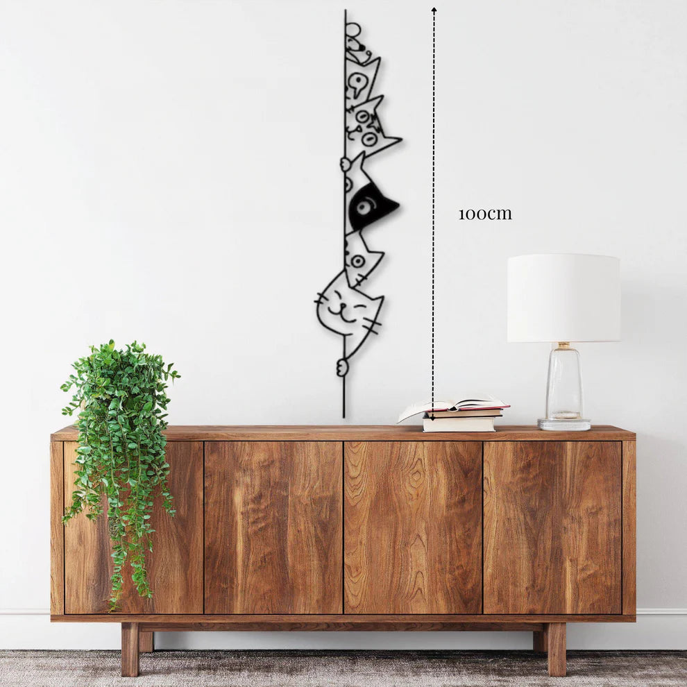 ديكور جداري معدني - بزينة مجموعة قطط فضوليون